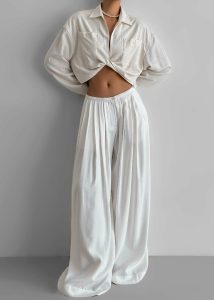 Women The Frankie Shop Bottoms Sloane Wide Leg Trousers - White White