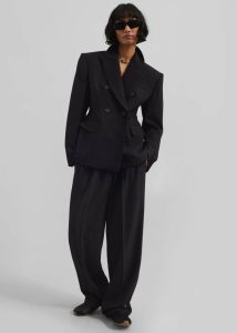 Women The Frankie Shop Dina Pleated Trousers - Black Black Bottoms - Image 2
