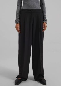 Women The Frankie Shop Dina Pleated Trousers - Black Black Bottoms - Image 4