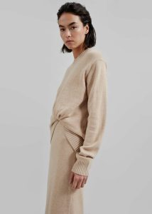 Women The Frankie Shop Dresses Beige 3.1 Philip Lim Long Sleeve Draped Knit Dress - Beige - Image 5