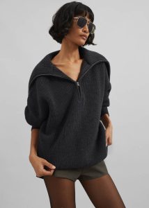 Women The Frankie Shop Grey Knitwear Hazel Oversized Wool Jumper - Dark Grey
