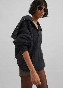 Women The Frankie Shop Grey Knitwear Hazel Oversized Wool Jumper - Dark Grey - Image 4