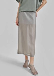 Women The Frankie Shop Grey Lenore Semi Sheer Midi Skirt - Grey Bottoms