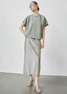 Women The Frankie Shop Grey Lenore Semi Sheer Midi Skirt - Grey Bottoms - Image 4