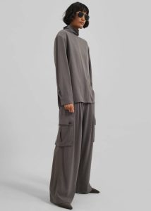 Women The Frankie Shop Grey Nyro Blouse - Charcoal Tops - Image 4