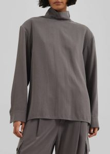 Women The Frankie Shop Grey Nyro Blouse - Charcoal Tops - Image 5