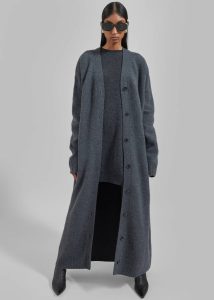 Women The Frankie Shop Knitwear Grey Maxime Knit Sweater Dress - Dark Grey Melange - Image 4