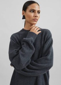 Women The Frankie Shop Knitwear Grey Maxime Knit Sweater Dress - Dark Grey Melange - Image 5