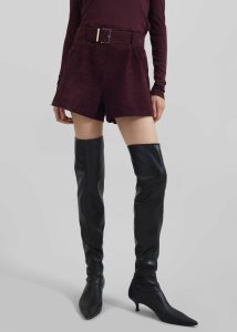 Women The Frankie Shop Lise Suede Shorts - Burgundy Purple Bottoms