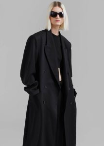 Women The Frankie Shop London Double Breasted Coat - Black Black Outerwear - Image 5