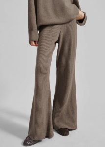 Women The Frankie Shop Loungewear Brown Odense Ribbed Flared Pants - Brown - Image 4