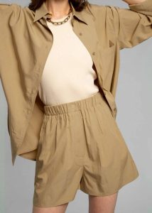 Women The Frankie Shop Lui Organic Cotton Boxer Short - Sahara Bottoms Beige - Image 2