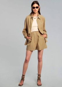 Women The Frankie Shop Lui Organic Cotton Boxer Short - Sahara Bottoms Beige
