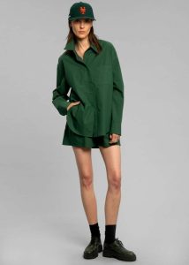 Women The Frankie Shop Lui Organic Cotton Shirt - Hunter Green Tops Green