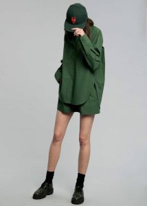 Women The Frankie Shop Lui Organic Cotton Shirt - Hunter Green Tops Green - Image 5