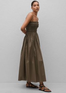 Women The Frankie Shop Matteau Shirred Bodice Dress - Birch Brown Dresses - Image 2