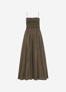 Women The Frankie Shop Matteau Shirred Bodice Dress - Birch Brown Dresses - Image 5