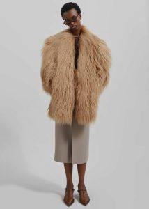Women The Frankie Shop Miley Faux Fur Jacket - Camel Outerwear Beige - Image 2