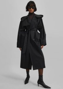 Women The Frankie Shop Neiva Hooded Trench Coat - Black Outerwear Black - Image 2
