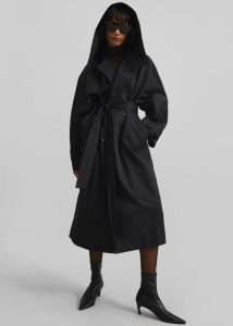 Women The Frankie Shop Neiva Hooded Trench Coat - Black Outerwear Black
