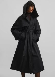 Women The Frankie Shop Neiva Hooded Trench Coat - Black Outerwear Black - Image 4