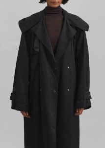 Women The Frankie Shop Neiva Hooded Trench Coat - Black Outerwear Black - Image 5
