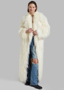 Women The Frankie Shop Nicole Long Faux Fur Coat - Off White Outerwear White - Image 2