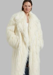 Women The Frankie Shop Nicole Long Faux Fur Coat - Off White Outerwear White - Image 4
