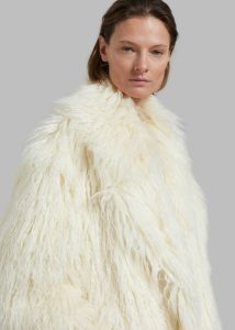 Women The Frankie Shop Nicole Long Faux Fur Coat - Off White Outerwear White - Image 5