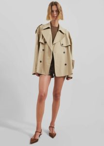 Women The Frankie Shop Outerwear Beige Arlington Short Trench - Beige