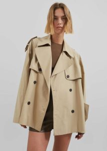 Women The Frankie Shop Outerwear Beige Arlington Short Trench - Beige - Image 3