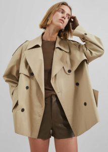 Women The Frankie Shop Outerwear Beige Arlington Short Trench - Beige - Image 4