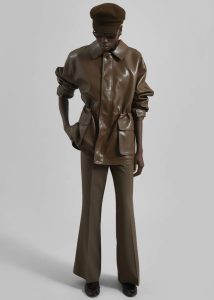 Women The Frankie Shop Outerwear Brown Cassel Faux Leather Jacket - Brown - Image 2
