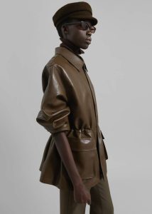 Women The Frankie Shop Outerwear Brown Cassel Faux Leather Jacket - Brown