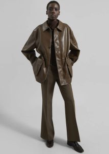 Women The Frankie Shop Outerwear Brown Cassel Faux Leather Jacket - Brown - Image 4
