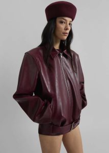 Women The Frankie Shop Outerwear Norbury Faux Leather Jacket - Burgundy Red - Image 3