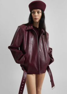Women The Frankie Shop Outerwear Norbury Faux Leather Jacket - Burgundy Red - Image 5