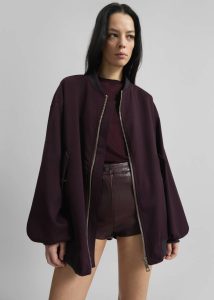 Women The Frankie Shop Outerwear Red Astra Bomber Jacket - Burgundy - Image 2