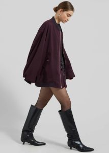 Women The Frankie Shop Outerwear Red Astra Bomber Jacket - Burgundy - Image 3