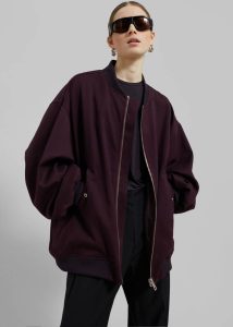 Women The Frankie Shop Outerwear Red Astra Bomber Jacket - Burgundy - Image 4