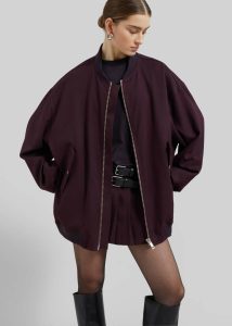 Women The Frankie Shop Outerwear Red Astra Bomber Jacket - Burgundy - Image 5