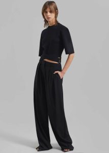 Women The Frankie Shop Ripley Pleated Trousers - Black Bottoms Black