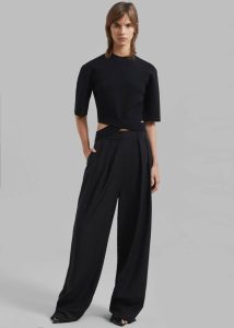 Women The Frankie Shop Ripley Pleated Trousers - Black Bottoms Black - Image 4
