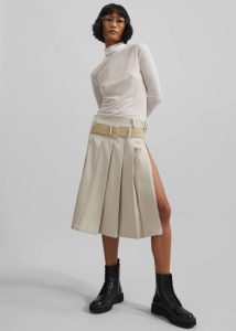 Women The Frankie Shop Sarina Pleated Skirt - Beige Beige Bottoms - Image 2