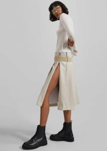Women The Frankie Shop Sarina Pleated Skirt - Beige Beige Bottoms - Image 4
