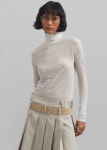 Women The Frankie Shop Sarina Pleated Skirt - Beige Beige Bottoms - Image 5