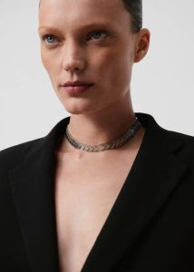 Women The Frankie Shop Silver Jewelry Bevza Flat Spikelet Choker - Steel Grey