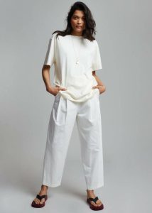 Women The Frankie Shop Tops Beige Lilou Simple Tee - Beige - Image 2