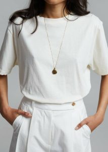 Women The Frankie Shop Tops Beige Lilou Simple Tee - Beige - Image 4
