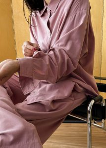 Women The Frankie Shop Tops Pink Gelso Shirt - Rose - Image 5